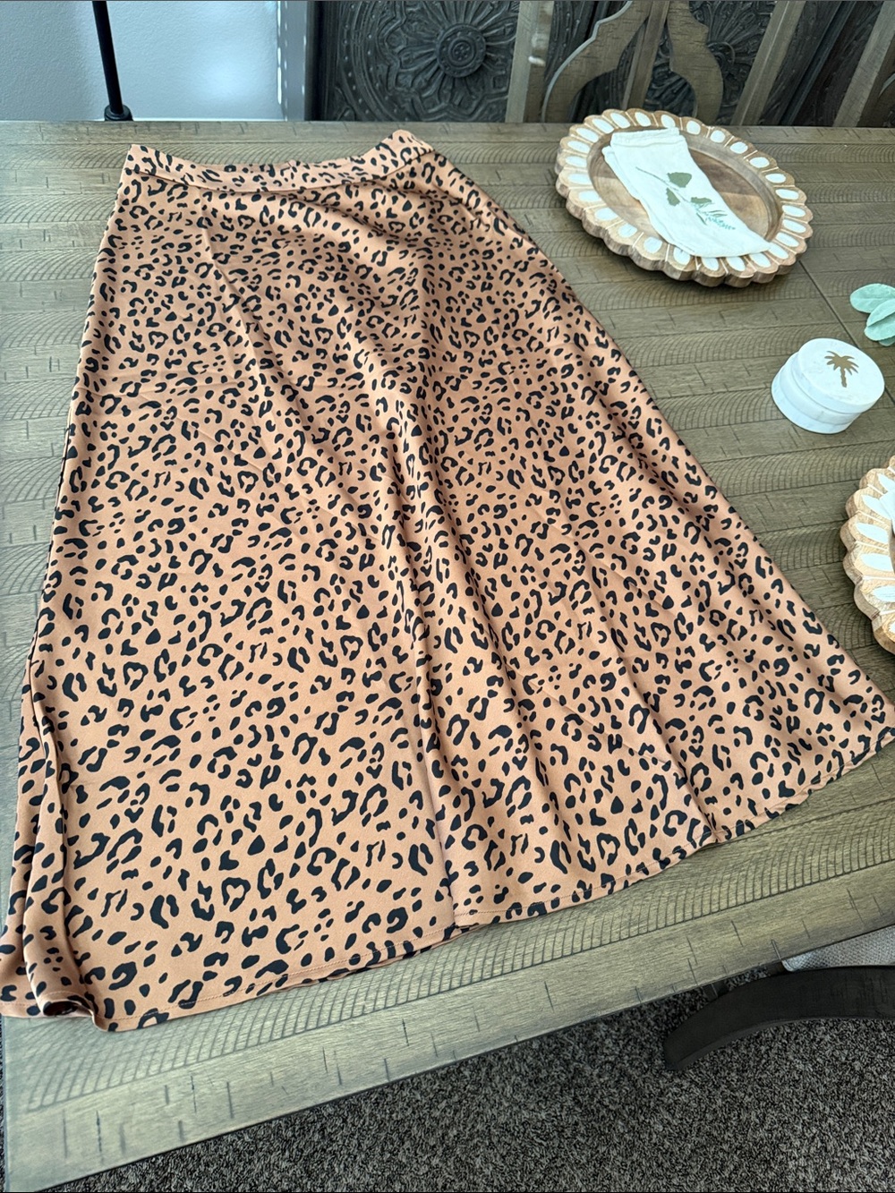 Leopard Print Maxi Skirt in Bronze and Black